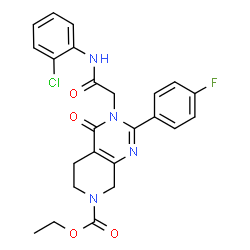 ChemSpider 2D Image | Ethyl 3-{2-[(2-chlorophenyl)amino]-2-oxoethyl}-2-(4-fluorophenyl)-4-oxo-4,5,6,8-tetrahydropyrido[3,4-d]pyrimidine-7(3H)-carboxylate | C24H22ClFN4O4