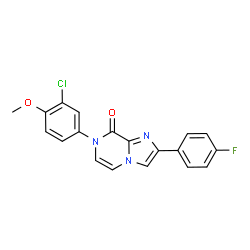 ChemSpider 2D Image | 7-(3-Chloro-4-methoxyphenyl)-2-(4-fluorophenyl)imidazo[1,2-a]pyrazin-8(7H)-one | C19H13ClFN3O2
