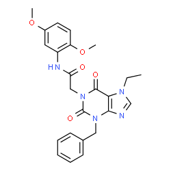 ChemSpider 2D Image | 2-(3-Benzyl-7-ethyl-2,6-dioxo-2,3,6,7-tetrahydro-1H-purin-1-yl)-N-(2,5-dimethoxyphenyl)acetamide | C24H25N5O5