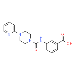 ChemSpider 2D Image | 3-({[4-(2-Pyridinyl)-1-piperazinyl]carbonyl}amino)benzoic acid | C17H18N4O3