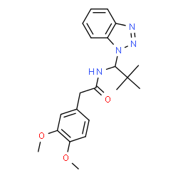 ChemSpider 2D Image | N-[1-(1H-Benzotriazol-1-yl)-2,2-dimethylpropyl]-2-(3,4-dimethoxyphenyl)acetamide | C21H26N4O3
