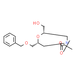ChemSpider 2D Image | 2-Methyl-2-propanyl (2R,6S)-2-[(benzyloxy)methyl]-6-(hydroxymethyl)-4-morpholinecarboxylate | C18H27NO5