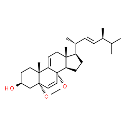 ChemSpider 2D Image | (22E,24S)-5alpha,8alpha-epidioxy-24-methylcholesta-6,9,22-trien-3beta -ol | C28H42O3