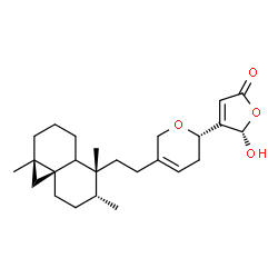 ChemSpider 2D Image | (5S)-5-Hydroxy-4-[(2S)-5-{2-[(1aR,5R,6R,8aR)-1a,5,6-trimethyldecahydrocyclopropa[d]naphthalen-5-yl]ethyl}-3,6-dihydro-2H-pyran-2-yl]-2(5H)-furanone | C25H36O4