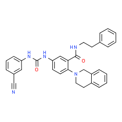 ChemSpider 2D Image | 5-{[(3-Cyanophenyl)carbamoyl]amino}-2-(3,4-dihydro-2(1H)-isoquinolinyl)-N-(2-phenylethyl)benzamide | C32H29N5O2