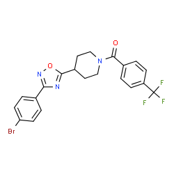 ChemSpider 2D Image | {4-[3-(4-Bromophenyl)-1,2,4-oxadiazol-5-yl]-1-piperidinyl}[4-(trifluoromethyl)phenyl]methanone | C21H17BrF3N3O2