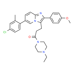ChemSpider 2D Image | 3-[6-(4-Chloro-2-methylphenyl)-2-(4-methoxyphenyl)imidazo[1,2-a]pyridin-3-yl]-1-(4-ethyl-1-piperazinyl)-1-propanone | C30H33ClN4O2