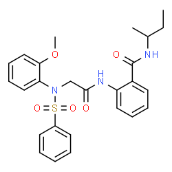 ChemSpider 2D Image | N-sec-Butyl-2-{[N-(2-methoxyphenyl)-N-(phenylsulfonyl)glycyl]amino}benzamide | C26H29N3O5S