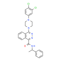 ChemSpider 2D Image | 4-[4-(3,4-Dichlorophenyl)-1-piperazinyl]-N-(1-phenylethyl)-1-phthalazinecarboxamide | C27H25Cl2N5O