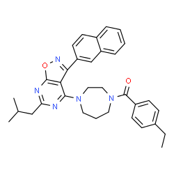 ChemSpider 2D Image | (4-Ethylphenyl){4-[6-isobutyl-3-(2-naphthyl)[1,2]oxazolo[5,4-d]pyrimidin-4-yl]-1,4-diazepan-1-yl}methanone | C33H35N5O2