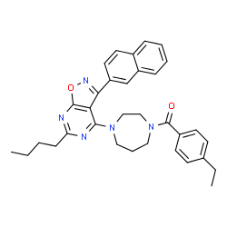 ChemSpider 2D Image | {4-[6-Butyl-3-(2-naphthyl)[1,2]oxazolo[5,4-d]pyrimidin-4-yl]-1,4-diazepan-1-yl}(4-ethylphenyl)methanone | C33H35N5O2