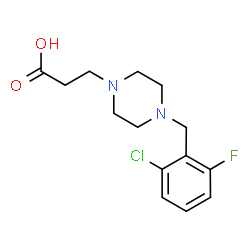 ChemSpider 2D Image | 3-[4-(2-Chloro-6-fluorobenzyl)-1-piperazinyl]propanoic acid | C14H18ClFN2O2