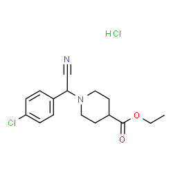 ChemSpider 2D Image | Ethyl 1-[(4-chlorophenyl)(cyano)methyl]-4-piperidinecarboxylate hydrochloride (1:1) | C16H20Cl2N2O2