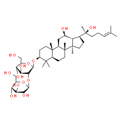 ChemSpider 2D Image | (3beta,12beta)-12,20-Dihydroxydammar-24-en-3-yl 2-O-beta-D-glucopyranosyl-beta-D-glucopyranoside | C42H72O13
