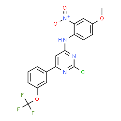 ChemSpider 2D Image | 2-Chloro-N-(4-methoxy-2-nitrophenyl)-6-[3-(trifluoromethoxy)phenyl]-4-pyrimidinamine | C18H12ClF3N4O4