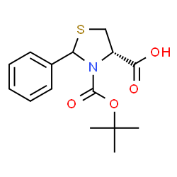 ChemSpider 2D Image | 3-(1,1-Dimethylethyl) (4S)-2-phenyl-3,4-thiazolidinedicarboxylate | C15H19NO4S