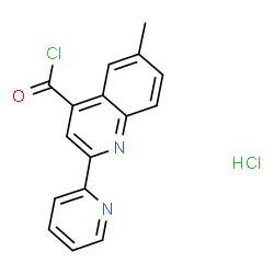 ChemSpider 2D Image | 6-Methyl-2-(pyridin-2-yl)quinoline-4-carbonyl chloride hydrochloride | C16H12Cl2N2O