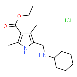ChemSpider 2D Image | ethyl 5-[(cyclohexylamino)methyl]-2,4-dimethyl-1H-pyrrole-3-carboxylate hydrochloride | C16H27ClN2O2