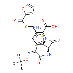 ChemSpider 2D Image | (6R,7R)-7-{[(2Z)-2-(2-Amino-1,3-thiazol-4-yl)-2-{[(~2~H_3_)methyloxy]imino}acetyl]amino}-3-[(2-furoylsulfanyl)methyl]-8-oxo-5-thia-1-azabicyclo[4.2.0]oct-2-ene-2-carboxylic acid | C19H14D3N5O7S3