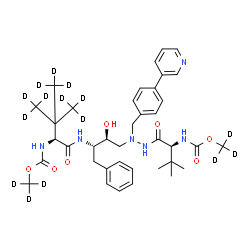 ChemSpider 2D Image | (~2~H_3_)Methyl [(5S,10S,11S,14S)-11-benzyl-10-hydroxy-15,15-bis[(~2~H_3_)methyl]-5-(2-methyl-2-propanyl)-3,6,13-trioxo-8-[4-(3-pyridinyl)benzyl](1,1,1,16,16,16-~2~H_6_)-2-oxa-4,7,8,12-tetraazahexadec
an-14-yl]carbamate | C38H37D15N6O7