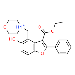 ChemSpider 2D Image | 4-{[3-(Ethoxycarbonyl)-5-hydroxy-2-phenyl-1-benzofuran-4-yl]methyl}morpholin-4-ium | C22H24NO5