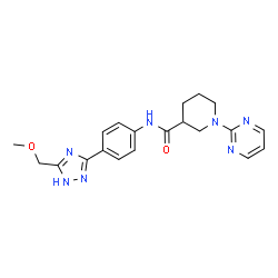 ChemSpider 2D Image | N-{4-[3-(Methoxymethyl)-1H-1,2,4-triazol-5-yl]phenyl}-1-(2-pyrimidinyl)-3-piperidinecarboxamide | C20H23N7O2