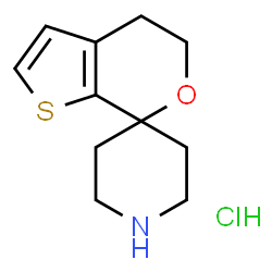 ChemSpider 2D Image | 4',5'-Dihydrospiro[piperidine-4,7'-thieno[2,3-c]pyran] hydrochloride (1:1) | C11H16ClNOS