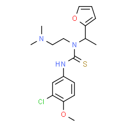 ChemSpider 2D Image | 3-(3-Chloro-4-methoxyphenyl)-1-[2-(dimethylamino)ethyl]-1-[1-(2-furyl)ethyl]thiourea | C18H24ClN3O2S