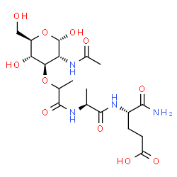 ChemSpider 2D Image | (4S)-4-({(2S)-2-[(2-{[(2S,3R,4R,5S,6R)-3-Acetamido-2,5-dihydroxy-6-(hydroxymethyl)tetrahydro-2H-pyran-4-yl]oxy}propanoyl)amino]propanoyl}amino)-5-amino-5-oxopentanoic acid | C19H32N4O11