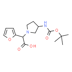 ChemSpider 2D Image | 2-(3-((tert-Butoxycarbonyl)amino)pyrrolidin-1-yl)-2-(furan-2-yl)acetic acid | C15H22N2O5