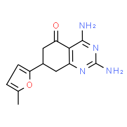 ChemSpider 2D Image | 2,4-Diamino-7-(5-methyl-2-furyl)-7,8-dihydro-5(6H)-quinazolinone | C13H14N4O2