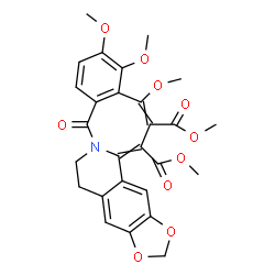 ChemSpider 2D Image | Dimethyl 1,2,16-trimethoxy-5-oxo-7,8-dihydro-5H-[1,3]dioxolo[6,7]isoquinolino[2,1-b][2]benzazocine-14,15-dicarboxylate | C27H25NO10