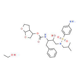 ChemSpider 2D Image | Hexahydrofuro[2,3-b]furan-3-yl (4-{[(4-aminophenyl)sulfonyl](isobutyl)amino}-3-hydroxy-1-phenyl-2-butanyl)carbamate - ethanol (1:1) | C29H43N3O8S