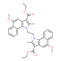 ChemSpider 2D Image | Diethyl 1,1'-(1,2-ethanediyl)bis(5-methoxy-2-methyl-1H-benzo[g]indole-3-carboxylate) | C36H36N2O6