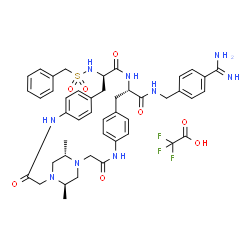 ChemSpider 2D Image | (6R,17S,20R,29S)-20-[(Benzylsulfonyl)amino]-N-(4-carbamimidoylbenzyl)-6,29-dimethyl-3,10,19-trioxo-2,5,8,11,18-pentaazatetracyclo[20.2.2.2~5,8~.2~12,15~]triaconta-1(24),12,14,22,25,27-hexaene-17-carbo
xamide trifluoroacetate (1:1) | C45H52F3N9O8S