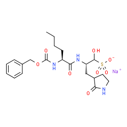 ChemSpider 2D Image | Sodium (2S)-2-({N-[(benzyloxy)carbonyl]-L-norleucyl}amino)-1-hydroxy-3-(2-oxo-3-pyrrolidinyl)-1-propanesulfonate | C21H30N3NaO8S