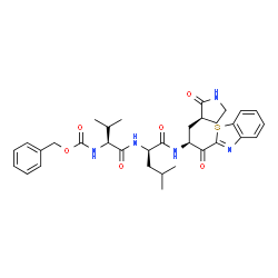 ChemSpider 2D Image | N-[(Benzyloxy)carbonyl]-L-valyl-N-{(2S)-1-(1,3-benzothiazol-2-yl)-1-oxo-3-[(3S)-2-oxo-3-pyrrolidinyl]-2-propanyl}-D-leucinamide | C33H41N5O6S