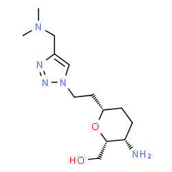 ChemSpider 2D Image | [(2R,3S,6S)-3-amino-6-[2-[4-[(dimethylamino)methyl]-1-triazolyl]ethyl]-2-oxanyl]methanol | C13H25N5O2