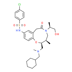 ChemSpider 2D Image | 4-chloro-N-[(2S,3R)-2-[[cyclohexylmethyl(methyl)amino]methyl]-5-[(2S)-1-hydroxypropan-2-yl]-3-methyl-6-oxo-2,3,4,7-tetrahydro-1,5-benzoxazonin-9-yl]benzenesulfonamide | C30H42ClN3O5S