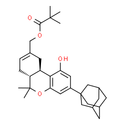 ChemSpider 2D Image | [(6aR,10aR)-3-(Adamantan-1-yl)-1-hydroxy-6,6-dimethyl-6a,7,10,10a-tetrahydro-6H-benzo[c]chromen-9-yl]methyl pivalate | C31H42O4