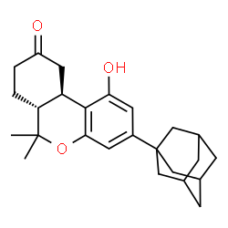 ChemSpider 2D Image | (6aR,10aR)-3-(Adamantan-1-yl)-1-hydroxy-6,6-dimethyl-6,6a,7,8,10,10a-hexahydro-9H-benzo[c]chromen-9-one | C25H32O3