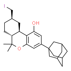 ChemSpider 2D Image | (6aR,9R,10aR)-3-(Adamantan-1-yl)-9-(iodomethyl)-6,6-dimethyl-6a,7,8,9,10,10a-hexahydro-6H-benzo[c]chromen-1-ol | C26H35IO2