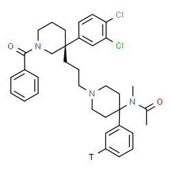 ChemSpider 2D Image | N-(1-{3-[(3R)-1-Benzoyl-3-(3,4-dichlorophenyl)-3-piperidinyl]propyl}-4-[(3-~3~H)phenyl]-4-piperidinyl)-N-methylacetamide | C35H40TCl2N3O2