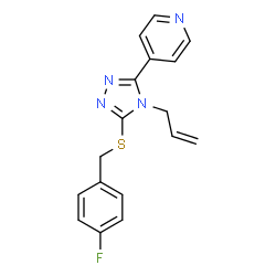 ChemSpider 2D Image | 4-{4-Allyl-5-[(4-fluorobenzyl)sulfanyl]-4H-1,2,4-triazol-3-yl}pyridine | C17H15FN4S