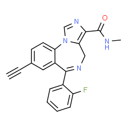 ChemSpider 2D Image | 8-Ethynyl-6-(2-fluorophenyl)-N-methyl-4H-imidazo[1,5-a][1,4]benzodiazepine-3-carboxamide | C21H15FN4O