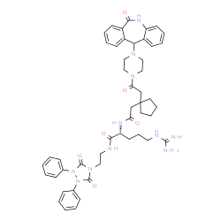 ChemSpider 2D Image | N-[2-(3,5-Dioxo-1,2-diphenyl-1,2,4-triazolidin-4-yl)ethyl]-N~2~-[(1-{2-oxo-2-[4-(6-oxo-6,11-dihydro-5H-dibenzo[b,e]azepin-11-yl)-1-piperazinyl]ethyl}cyclopentyl)acetyl]-D-argininamide | C49H57N11O6