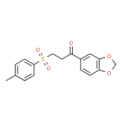 ChemSpider 2D Image | 1-(1,3-Benzodioxol-5-yl)-3-[(4-methylphenyl)sulfonyl]-1-propanone | C17H16O5S