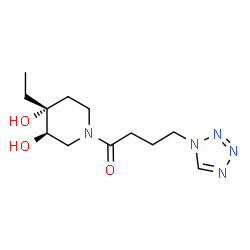 ChemSpider 2D Image | 1-[(3R,4R)-4-Ethyl-3,4-dihydroxy-1-piperidinyl]-4-(1H-tetrazol-1-yl)-1-butanone | C12H21N5O3