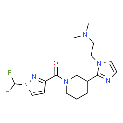 ChemSpider 2D Image | [1-(Difluoromethyl)-1H-pyrazol-3-yl](3-{1-[2-(dimethylamino)ethyl]-1H-imidazol-2-yl}-1-piperidinyl)methanone | C17H24F2N6O