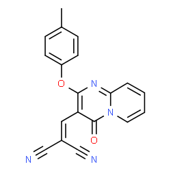 ChemSpider 2D Image | {[2-(4-Methylphenoxy)-4-oxo-4H-pyrido[1,2-a]pyrimidin-3-yl]methylene}malononitrile | C19H12N4O2